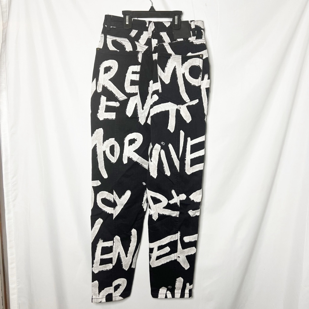 Desigual Black White Graffiti Print Straight Leg Jeans Pants S